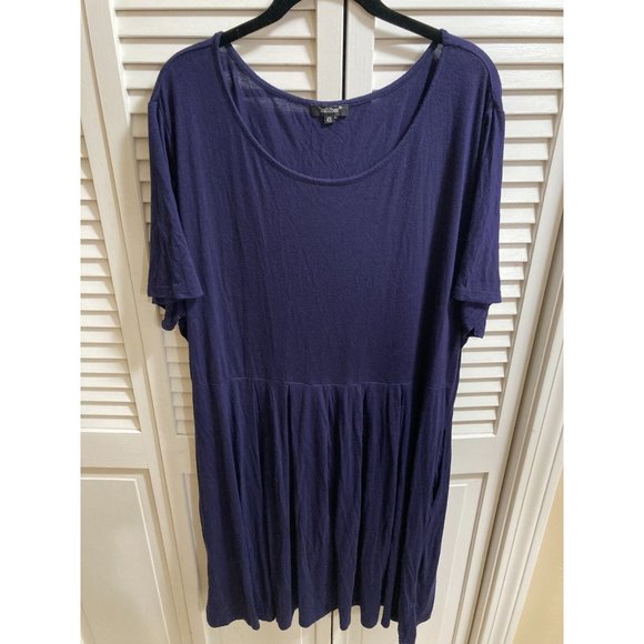 Tralilbee Navy Blue Rayon T Shirt Dress Plus Size 4X Lightweight w Pockets - Picture 1 of 5